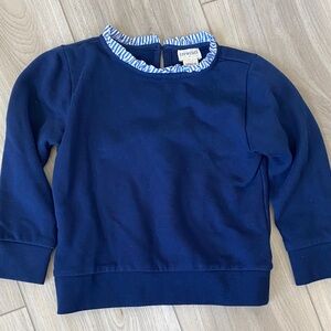 Crewcuts Navy Blue Kids Sweater with Striped Collar